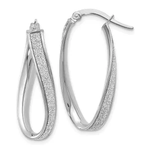 14k White Gold Oval Hoop Earrings