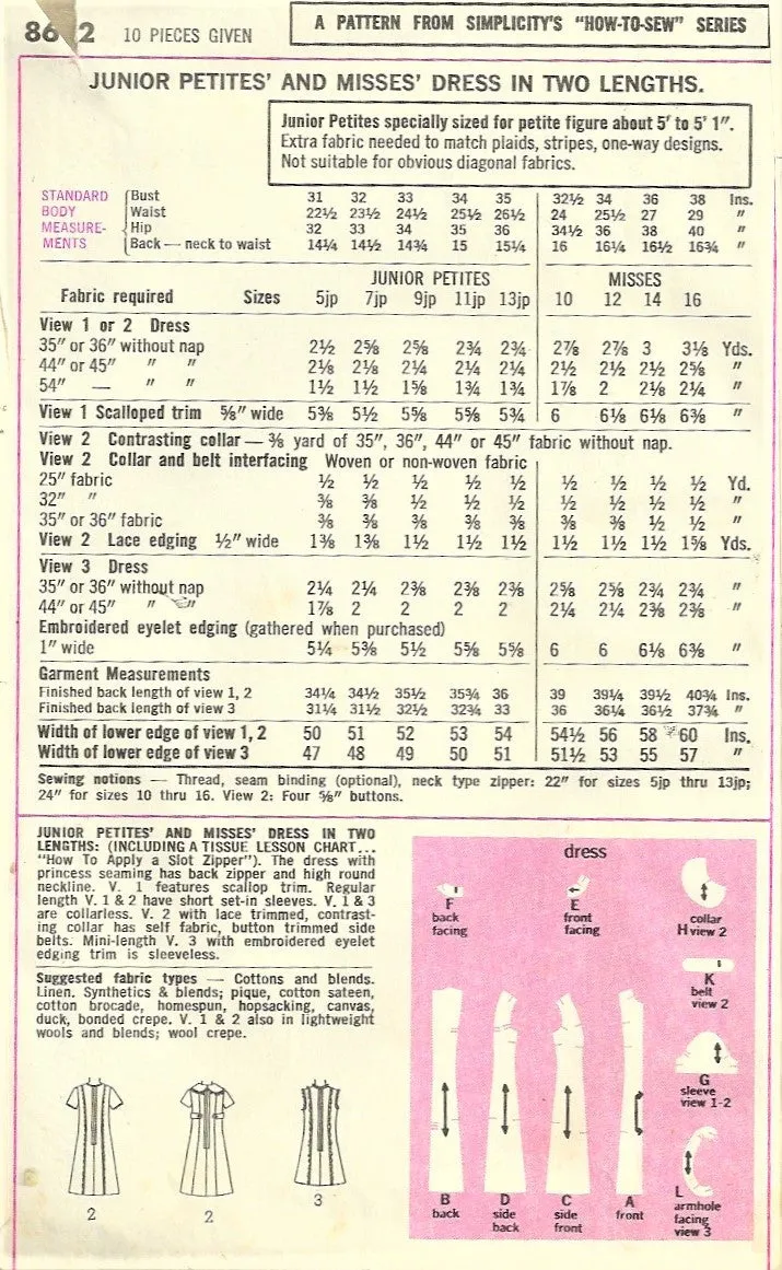 60s MOD How To Sew Mini Princess Seam Dress Pattern SIMPLICITY 8612 Bust 31 Vintage Sewing Pattern UNCUT