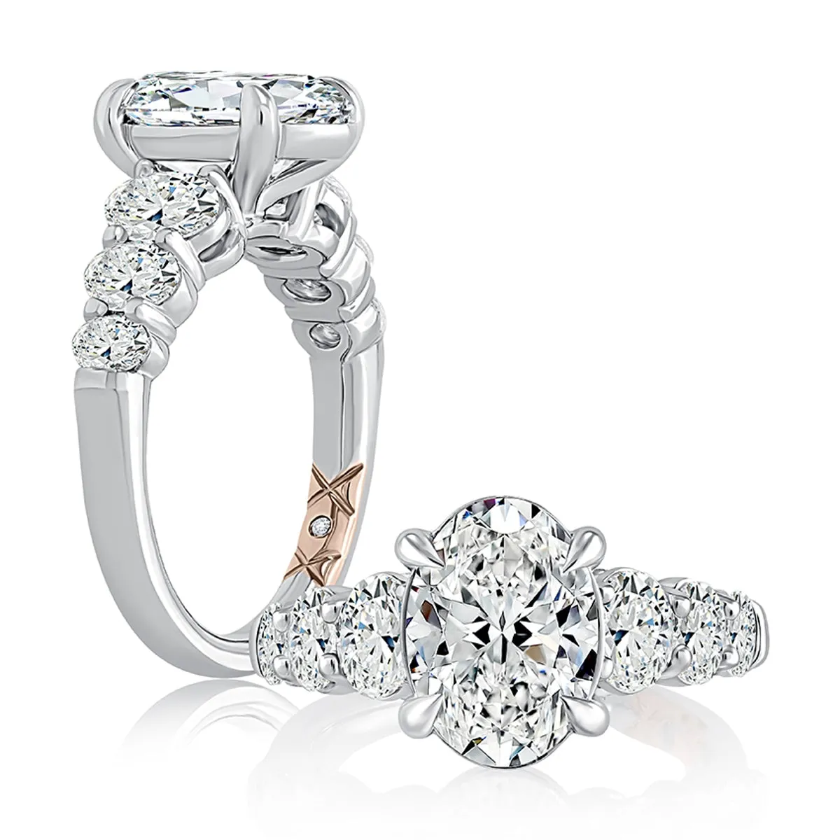 A. Jaffe Oval Diamond Engagement Ring Setting in White Gold