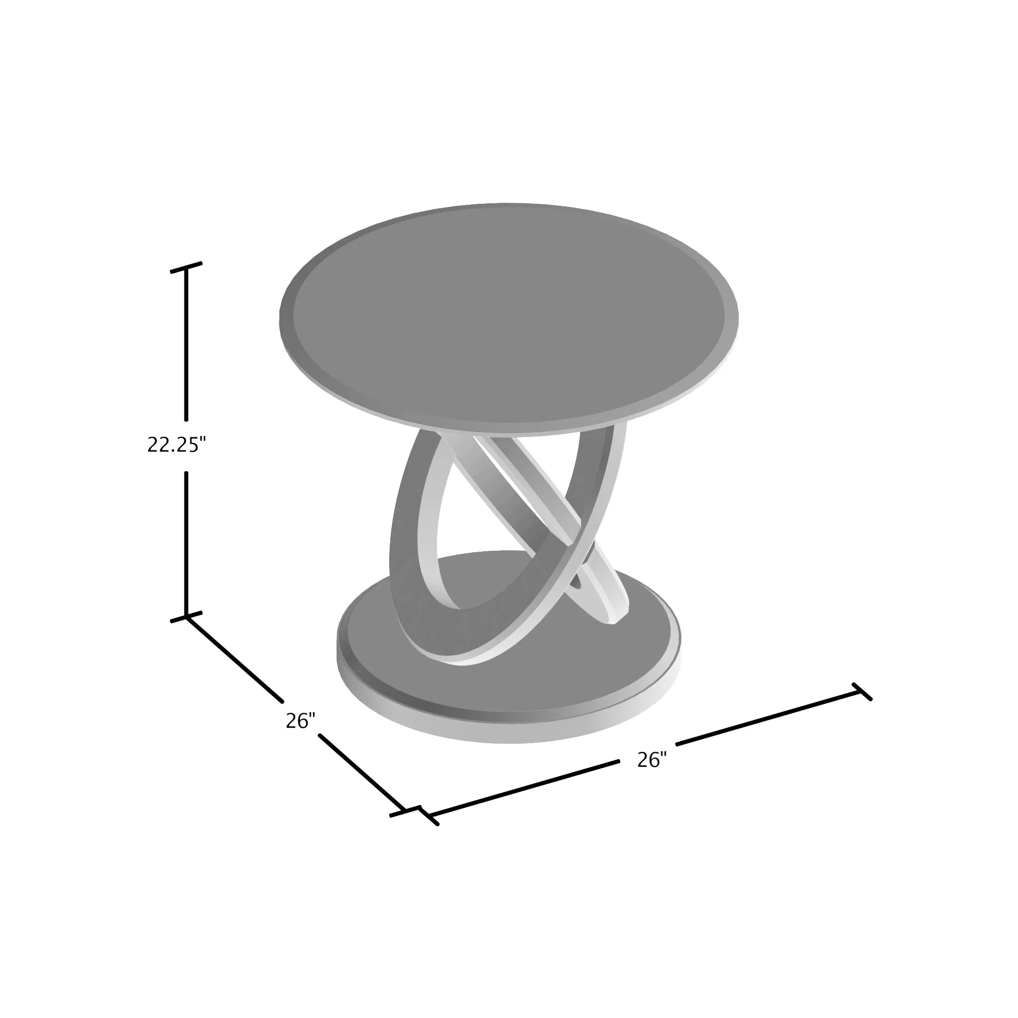 Atwood Dark Walnut Finish Round Glass Top End Table