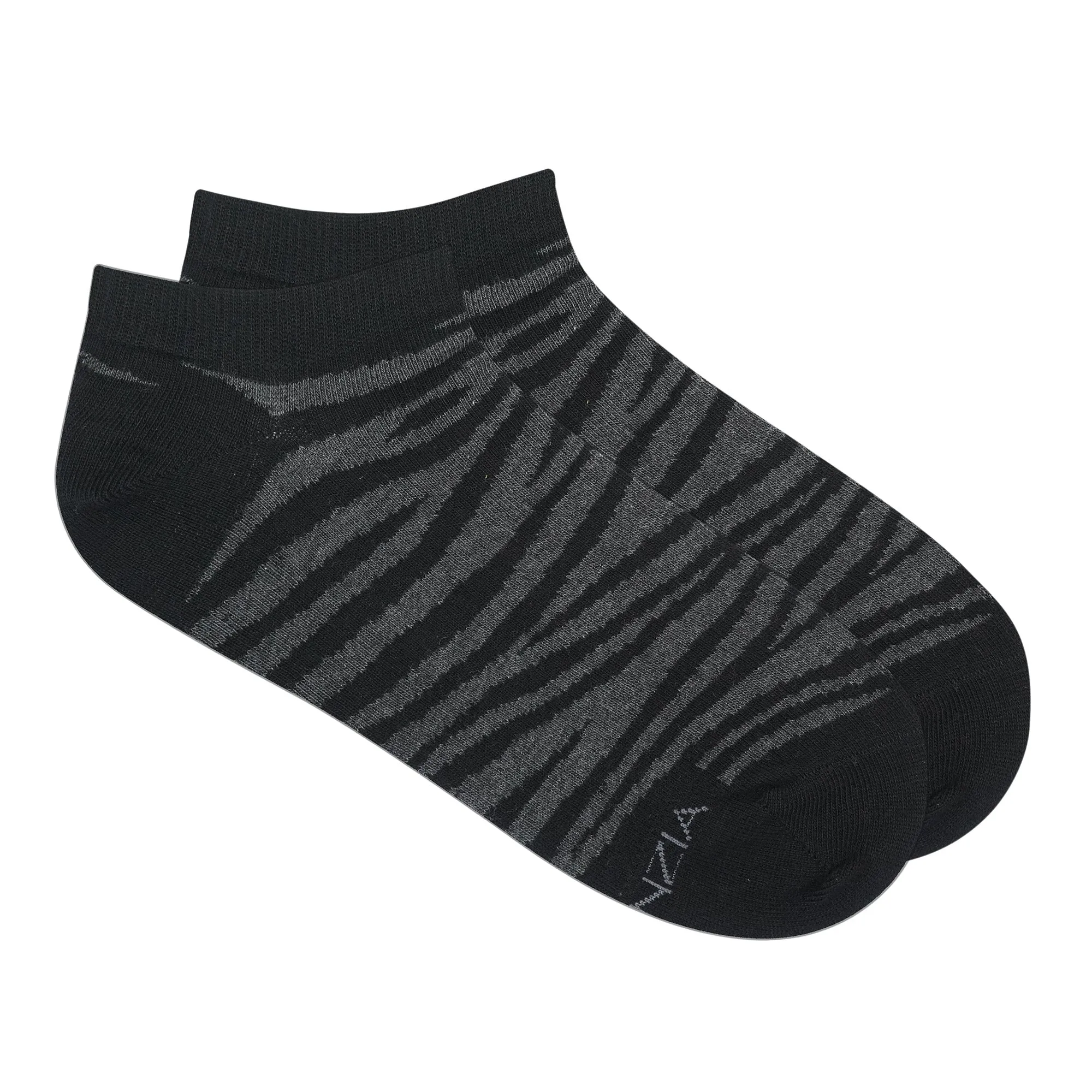 BALENZIA MEN'S WWF-INDIA BLACK LOWCUT SOCKS | 3-PACK | TIGER PRINT & EMBROIDERY | FREE SIZE