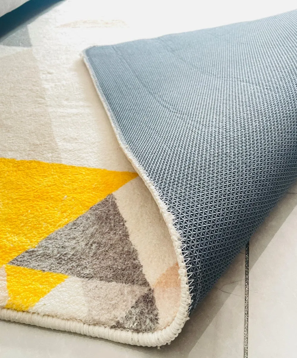 Bedroom Modern Rugs, Large Geometric Floor Carpets, Modern Living Room Area Rugs, Yellow Abstract Modern Rugs under Dining Room Table