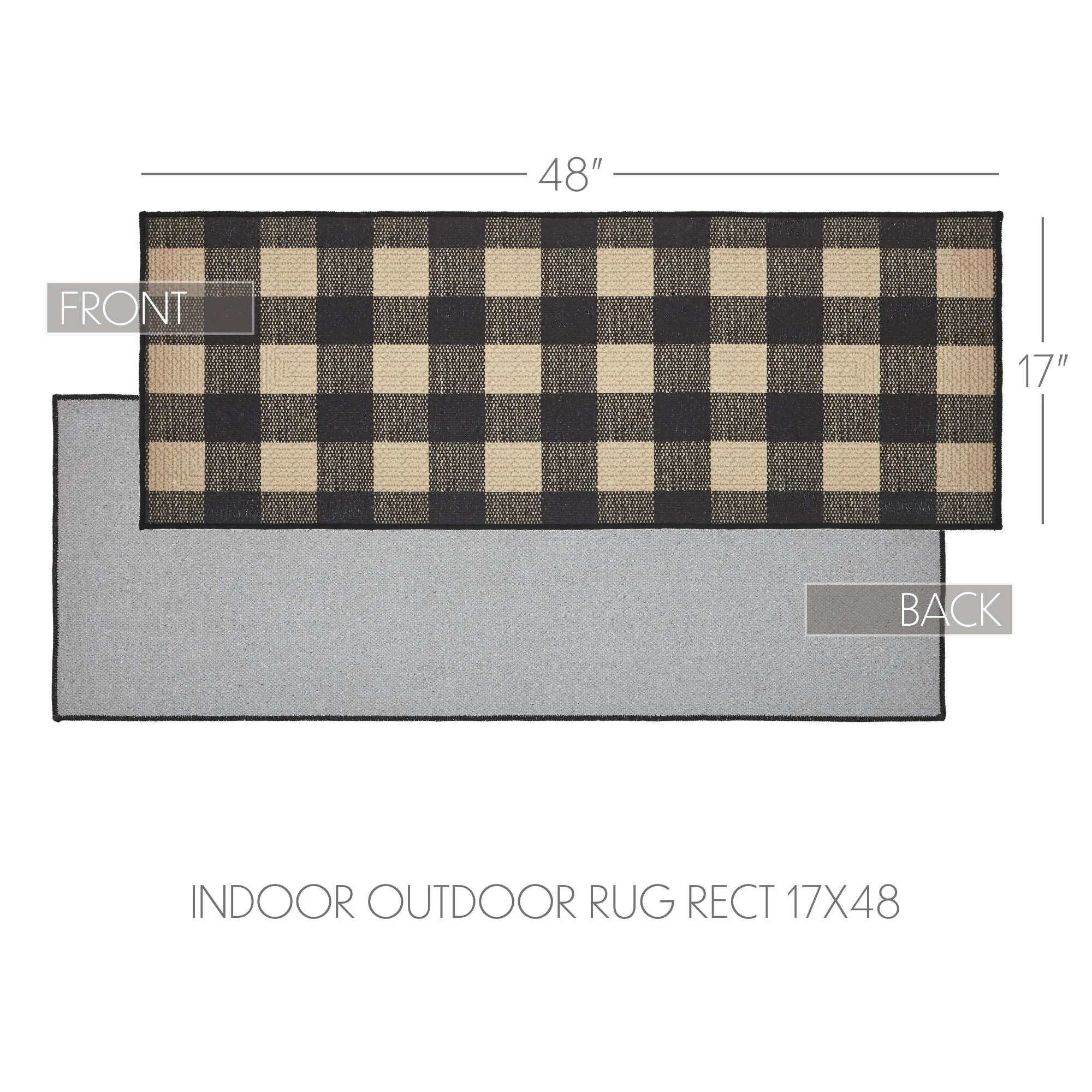 Black Check Polyester Rug Rect 17x48