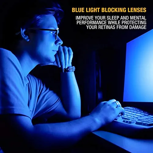 Blue Light Blocking Glasses - Computer Screen Bluelight Protection - Anti UV - Charleston Model ( 0.0, Tortoise)