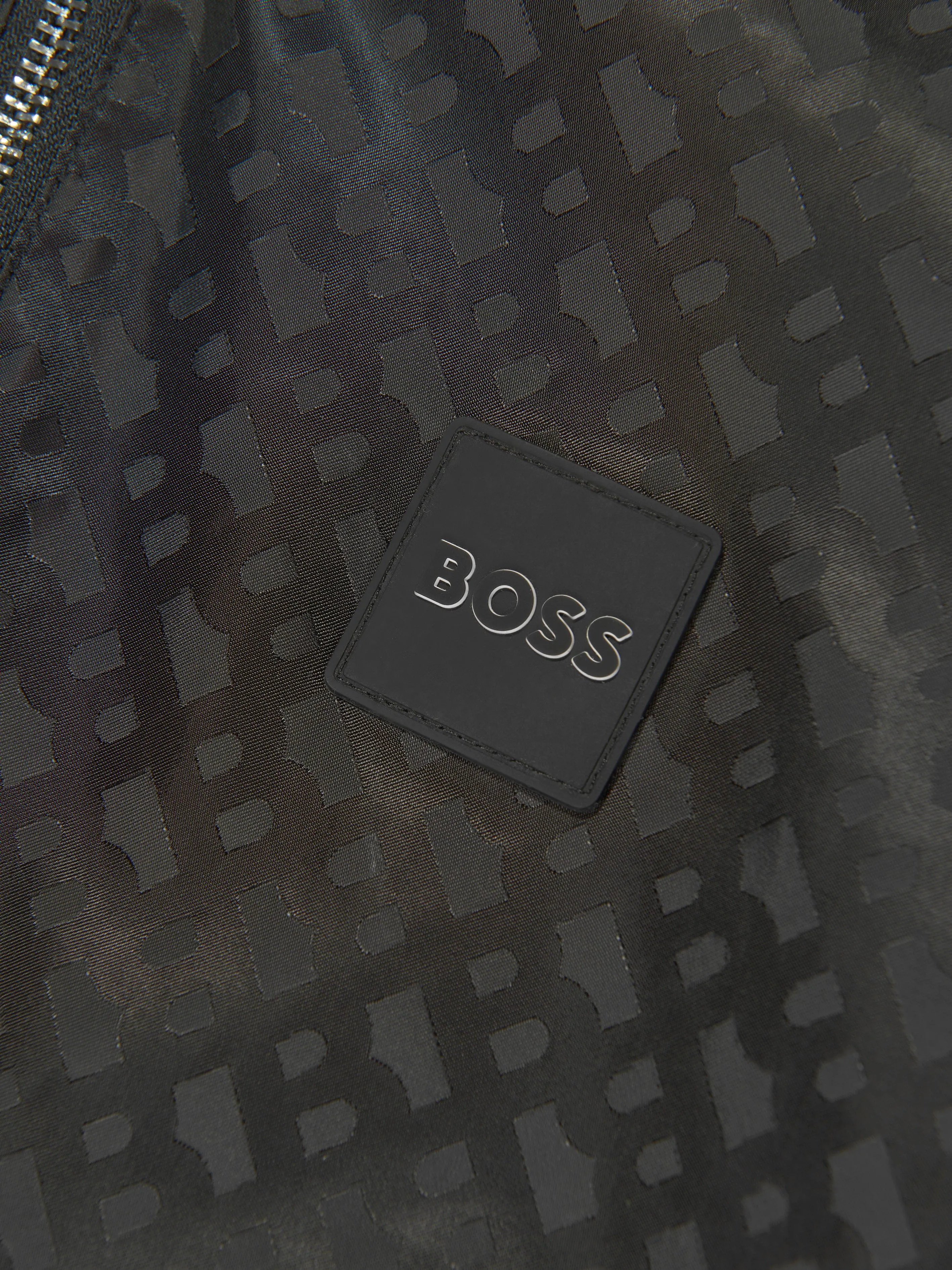 BOSS Boys Monogram Zip Up Jacket in Black