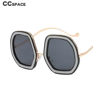 CCspace Women's Full Rim Large Irregular Round Acetate Frame Sunglasses 54616