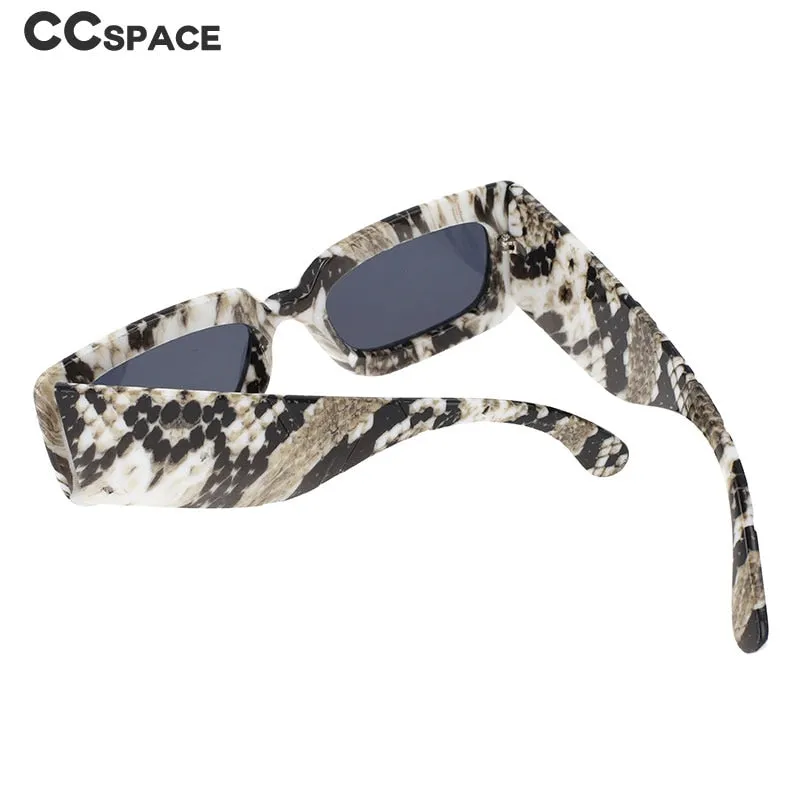 CCspace Women's Full Rim Rectangle Resin Snake Skin Python Frame Sunglasses 53026