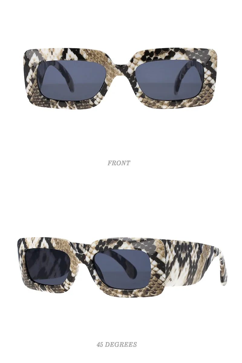 CCspace Women's Full Rim Rectangle Resin Snake Skin Python Frame Sunglasses 53026