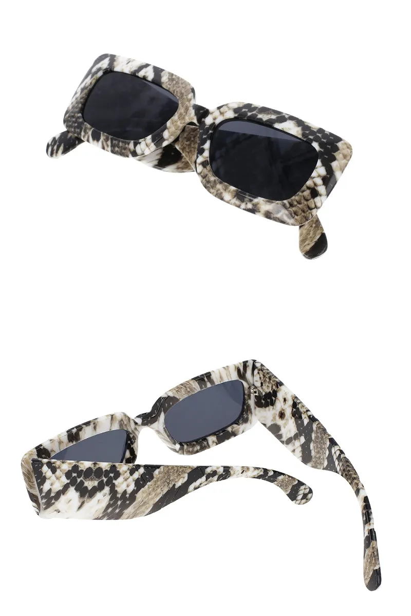 CCspace Women's Full Rim Rectangle Resin Snake Skin Python Frame Sunglasses 53026