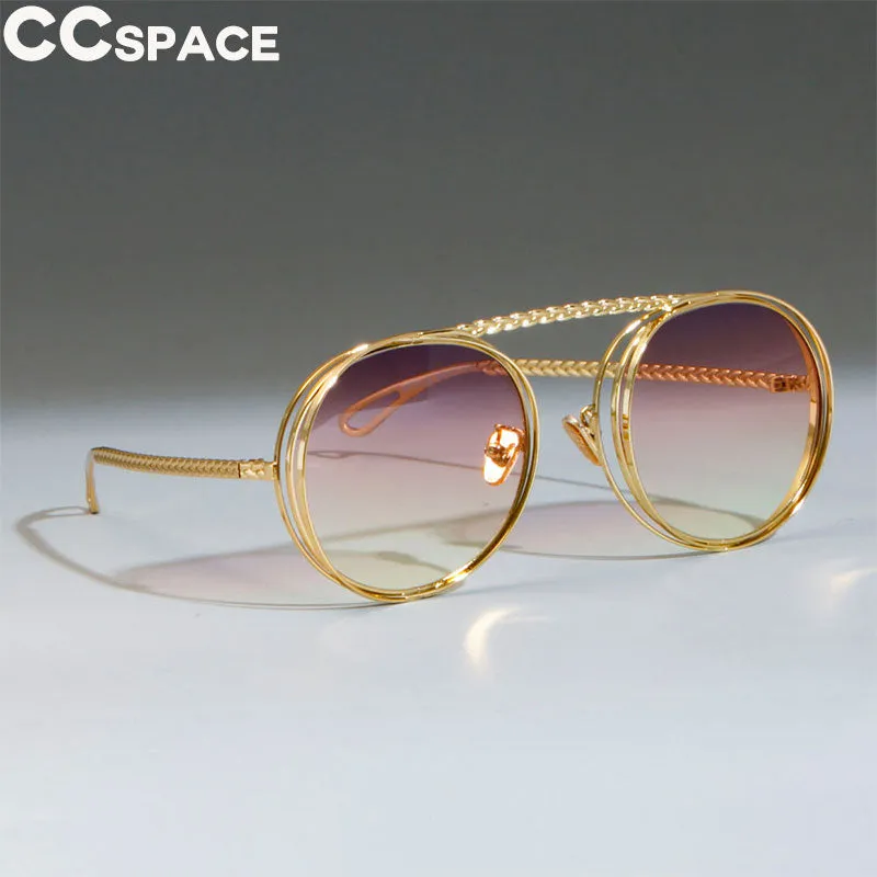 CCspace Women's Full Rim Steampunk Round Alloy Frame Sunglasses 47803