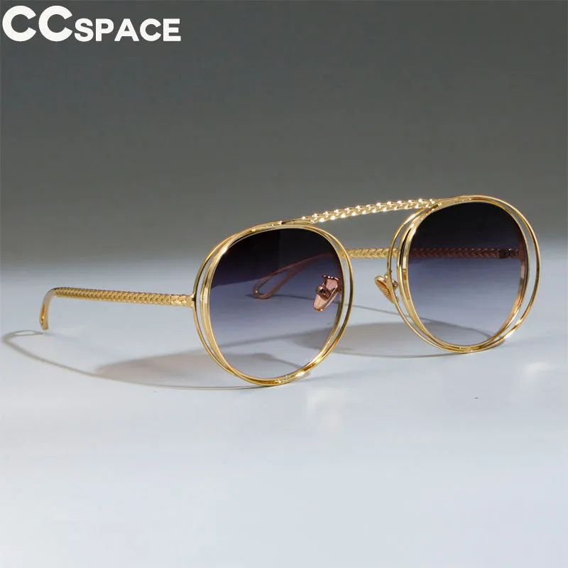 CCspace Women's Full Rim Steampunk Round Alloy Frame Sunglasses 47803