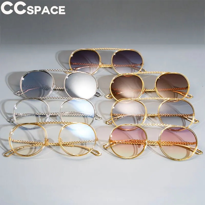 CCspace Women's Full Rim Steampunk Round Alloy Frame Sunglasses 47803