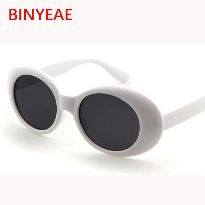 Clout goggle Kurt Cobain glasses oval sunglasses ladies trendy 2017 hot Vintage retro sunglasses Women's white black eyewear UV