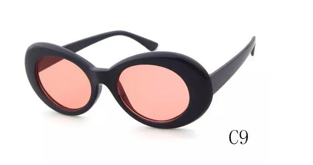 Clout goggle Kurt Cobain glasses oval sunglasses ladies trendy 2017 hot Vintage retro sunglasses Women's white black eyewear UV