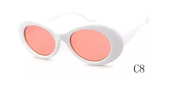 Clout goggle Kurt Cobain glasses oval sunglasses ladies trendy 2017 hot Vintage retro sunglasses Women's white black eyewear UV