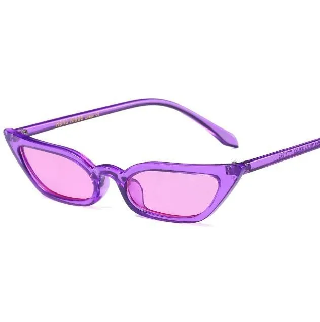 Colorful Sci-Fi Thin Sharp Corner Cat Eye Style Sunglasses