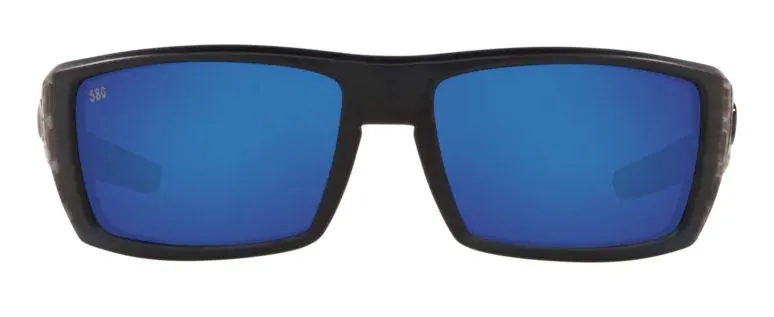 Costa Del Mar Mens Rafael Matte Black Teak Frame - Blue Mirror 580 Glass Lens - Polarized Sunglasses