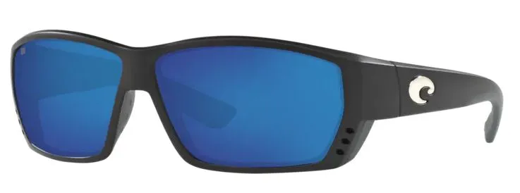 Costa Del Mar Mens Tuna Alley Matte Black Frame - Blue Mirror 580 Glass Lens - Polarized Sunglasses