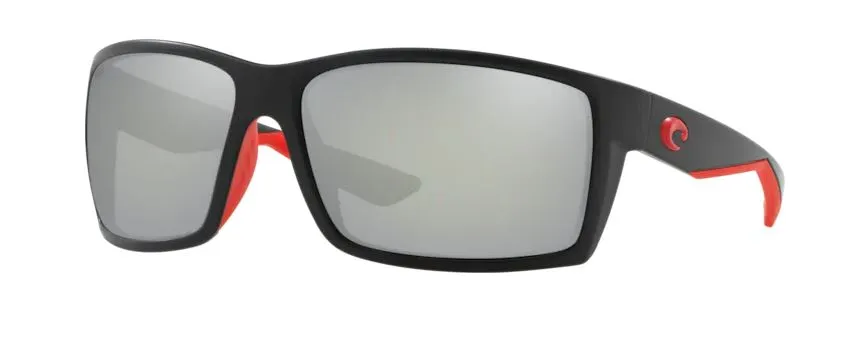 Costa Del Mar Reefton Race Black Frame - Gray Silver Mirror 580 Glass Lens - Polarized Sunglasses