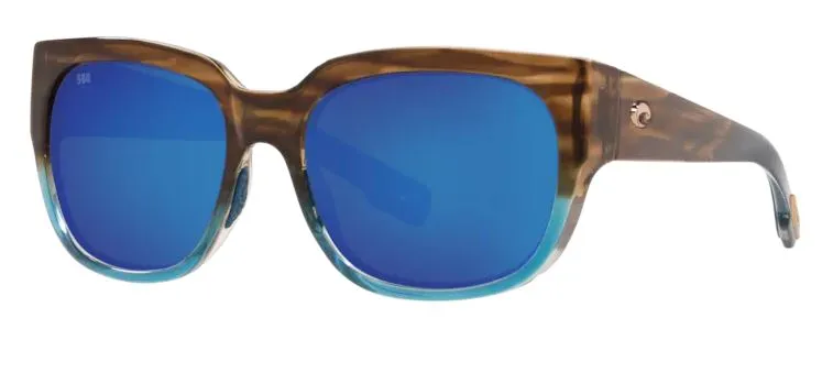 Costa Del Mar Womens WaterWoman Shiny Wahoo Frame - Blue Mirror 580 Glass Lens - Polarized Sunglasses