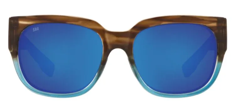 Costa Del Mar Womens WaterWoman Shiny Wahoo Frame - Blue Mirror 580 Glass Lens - Polarized Sunglasses