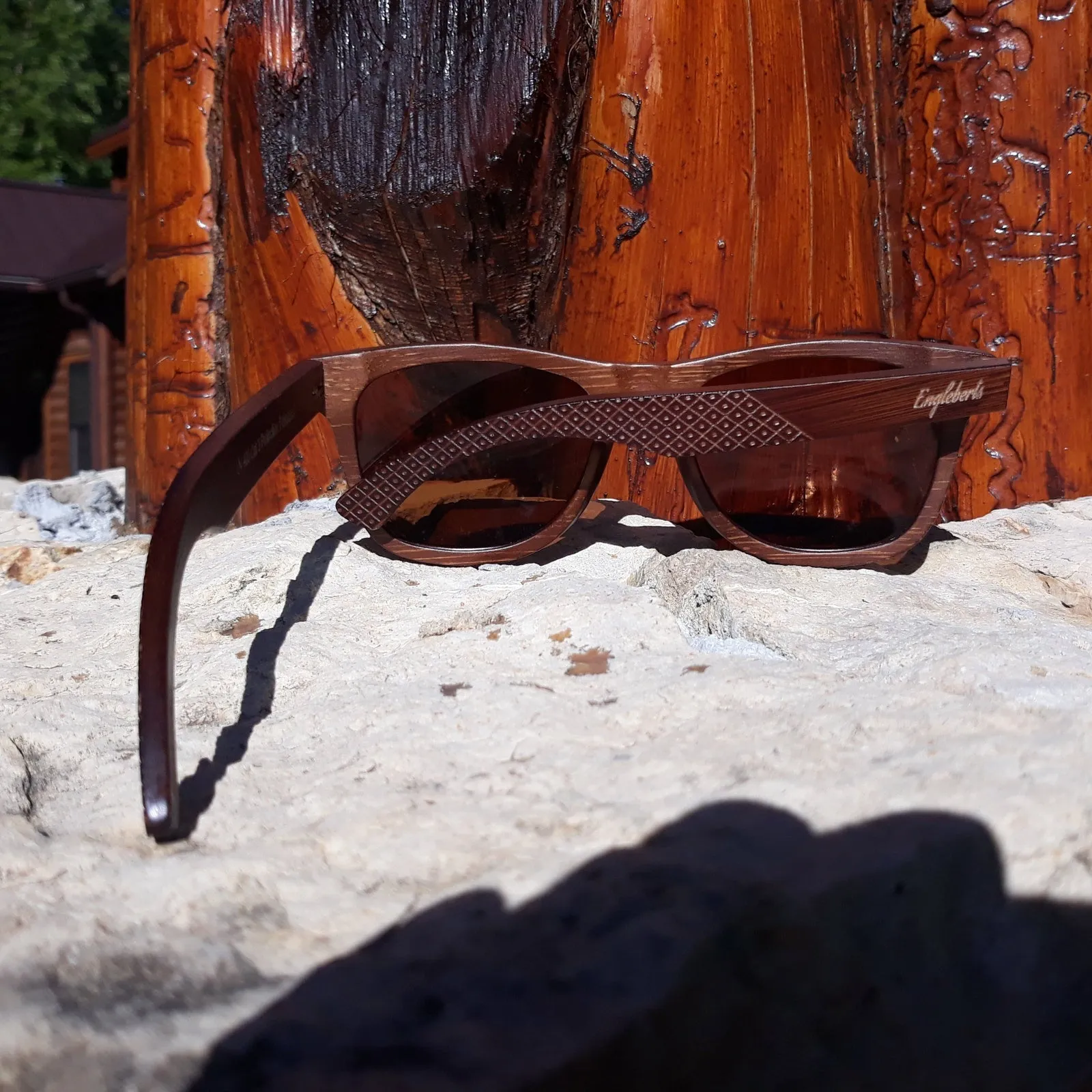 Crimson Wood Sunglasses, Tea Polarized Lenses