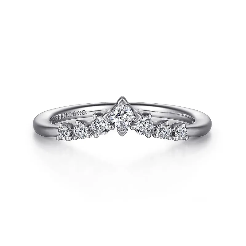 Curved 14K White Gold Diamond Anniversary Band