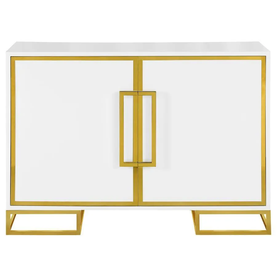 Elsa - 2 Door Wood Storage Accent Cabinet - White And Gold