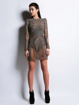 Full Sleeve Embroidered Short Dress Maddina