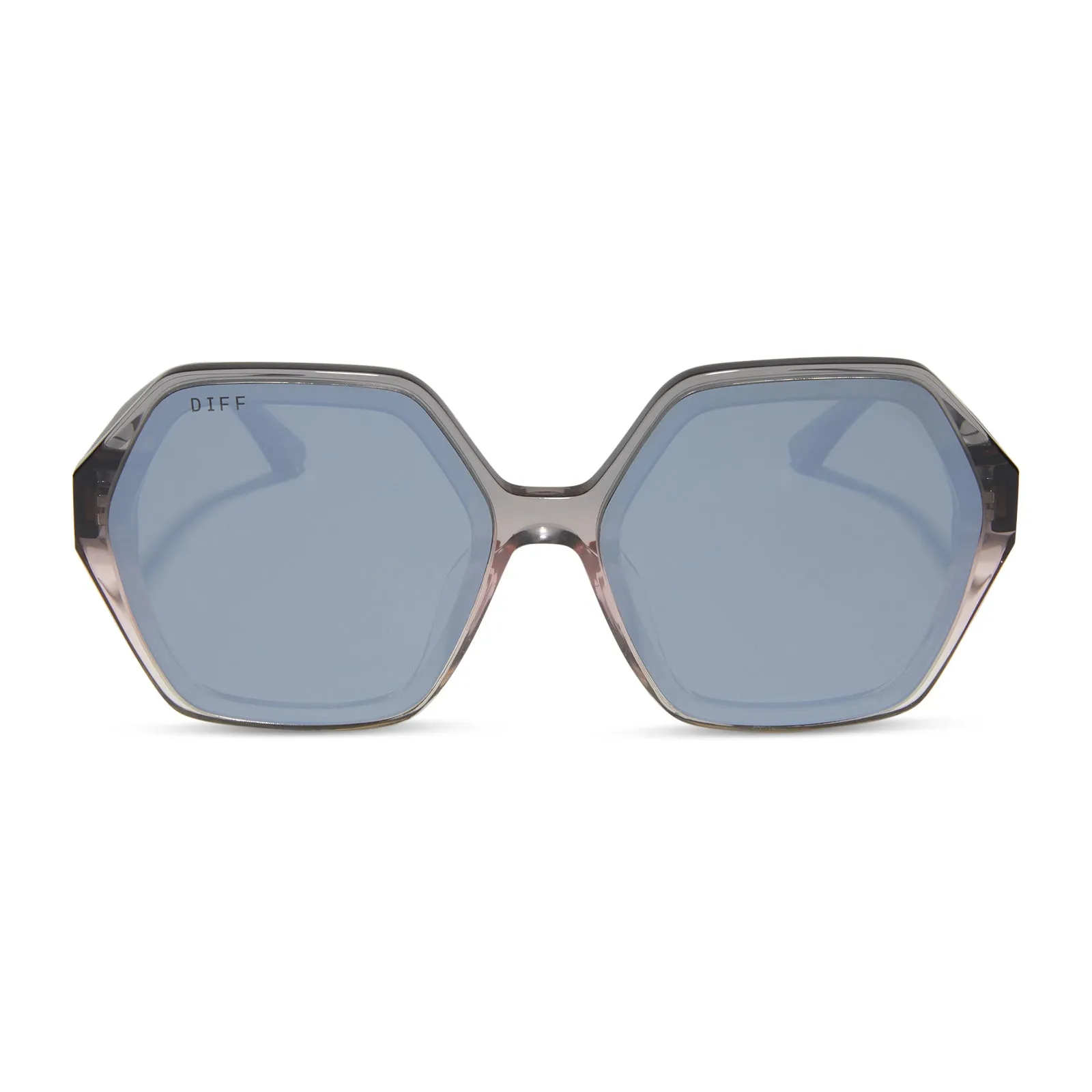 GIGI - SMOKE ROSE CRYSTAL OMBRE   SILVER FLASH SUNGLASSES