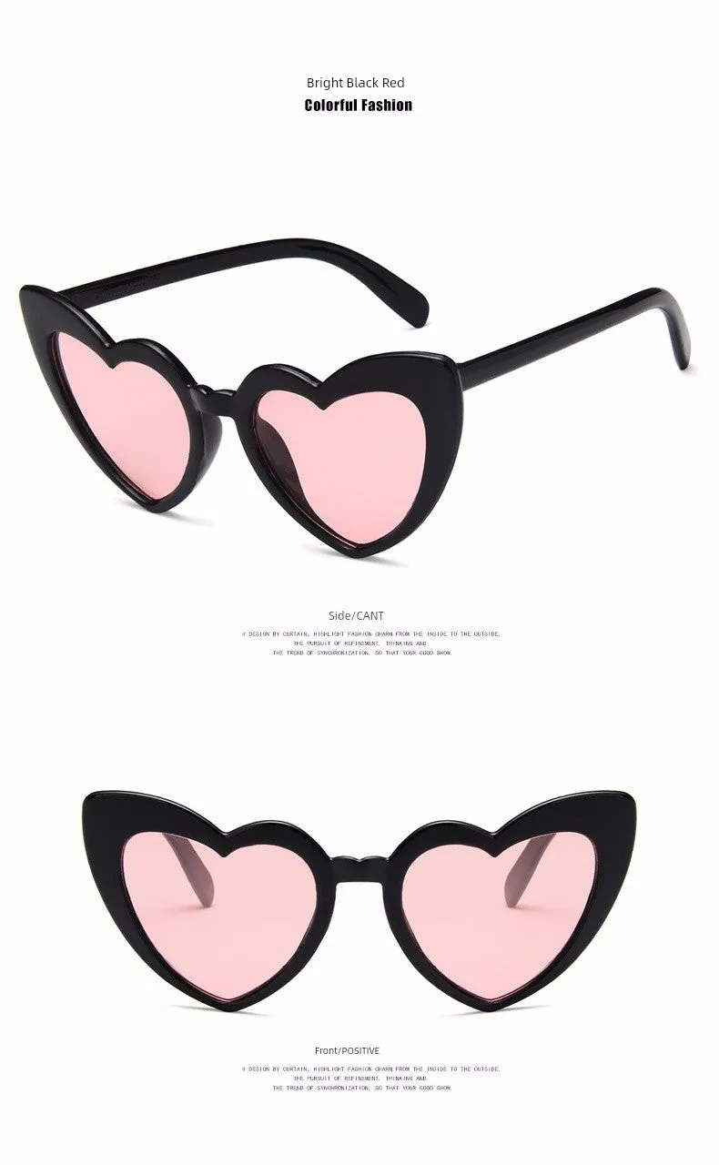 Glasses Retro Female Peach Heart Sand Carving Birthday Sunglasses