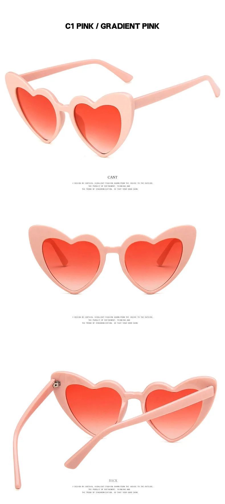 Glasses Retro Female Peach Heart Sand Carving Birthday Sunglasses