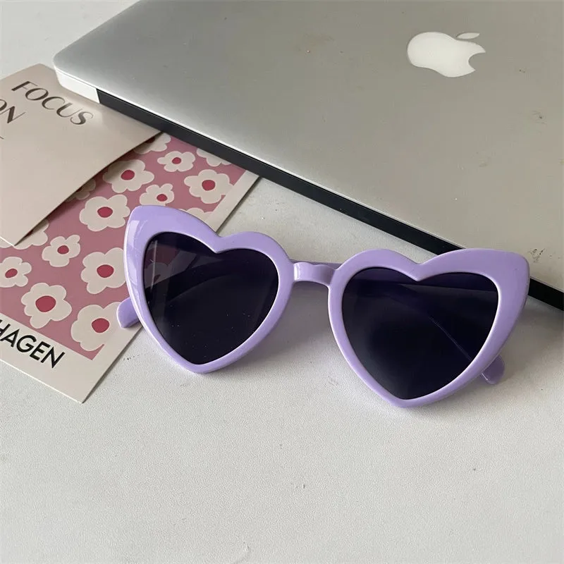 Glasses Retro Female Peach Heart Sand Carving Birthday Sunglasses