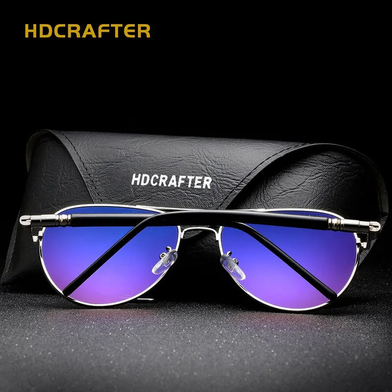 Hdcrafter Unisex Full Rim Double Bridge Oval Alloy Frame Polarized Sunglasses Le001