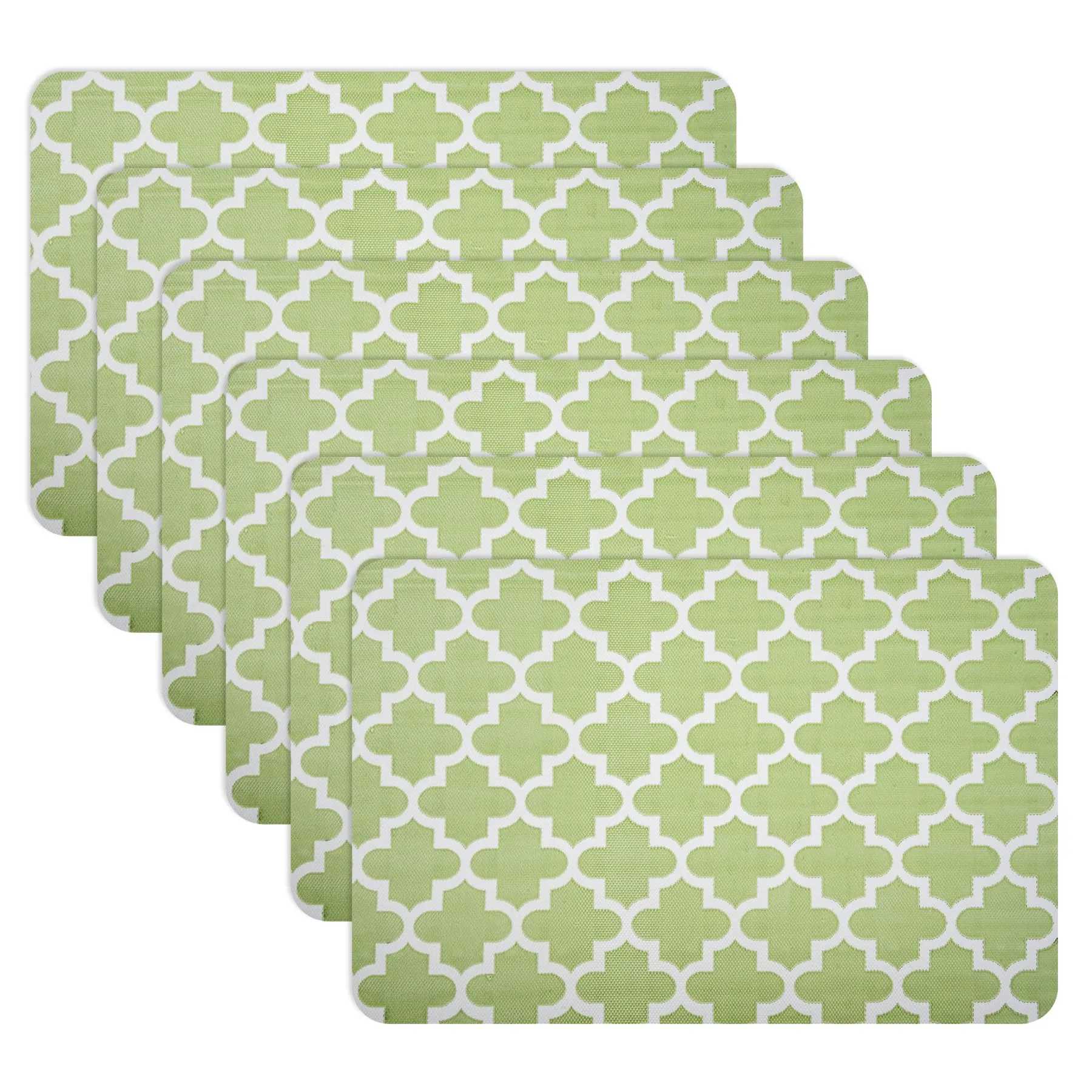 Heart Home Placemat | Placemats for Dining Room | Anti-Slip Table Mat Set | Placemats for Kitchen Table | Dining Table Placemats | Hexagon-Design Placemat | 6 Piece Set | Green