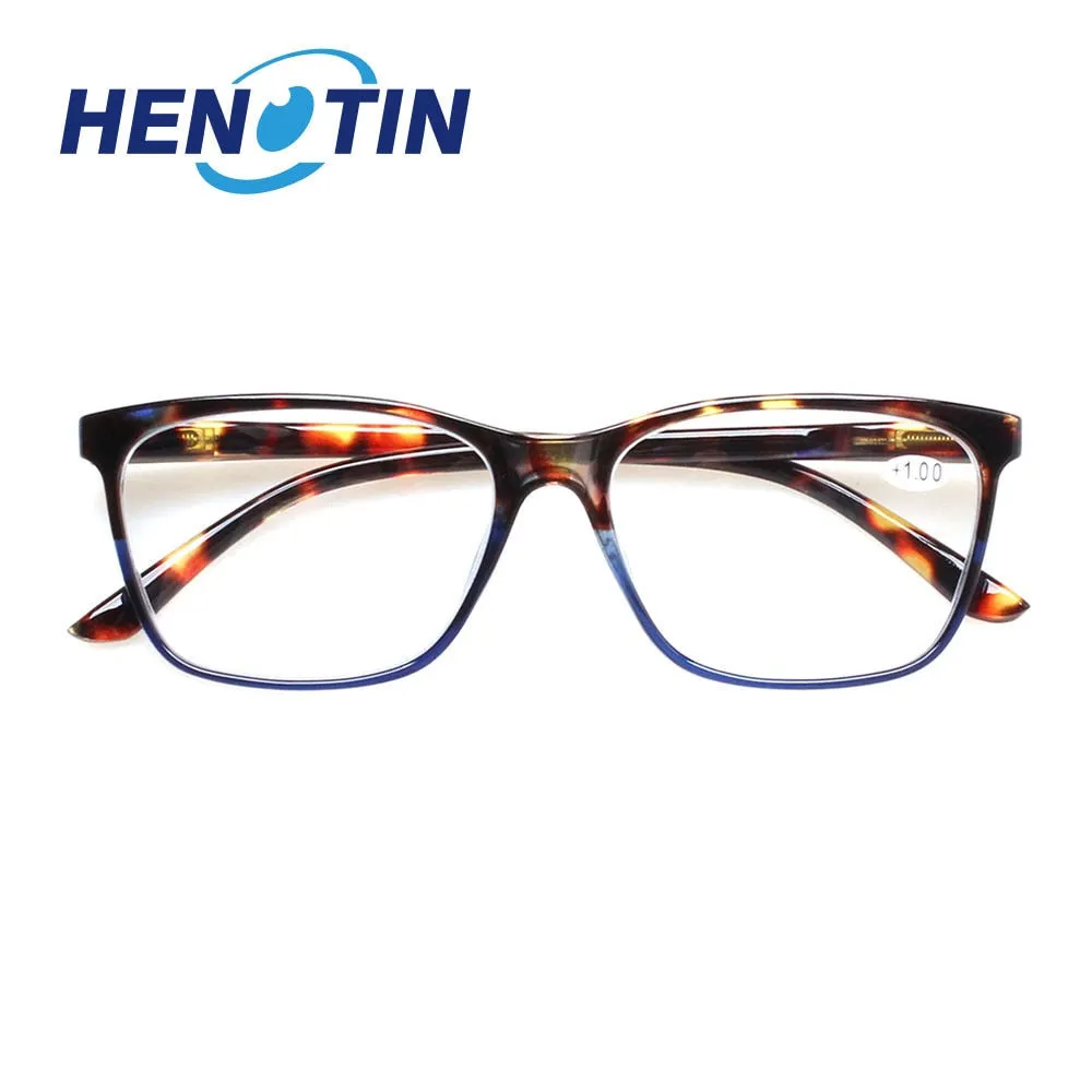 Henotin Unisex Full Rim Rectangular Tr 90 Alloy Reading Glasses 4459