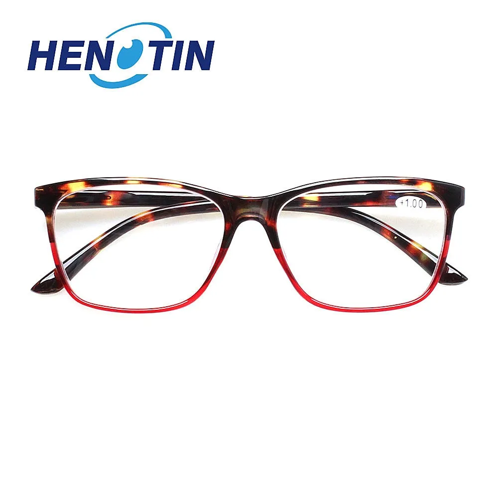 Henotin Unisex Full Rim Rectangular Tr 90 Alloy Reading Glasses 4459