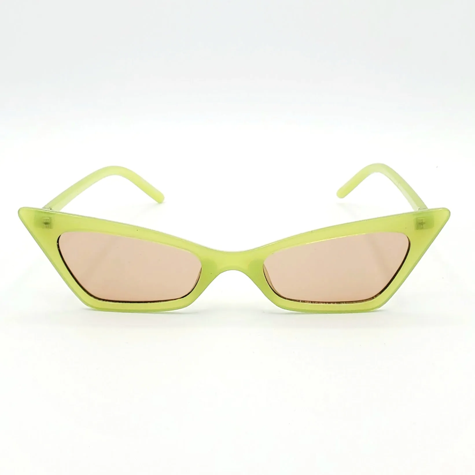 Narrow Geometric Cat Eye Sunglasses - Green