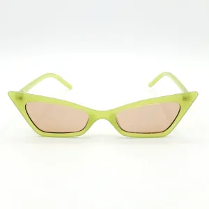 Narrow Geometric Cat Eye Sunglasses - Green