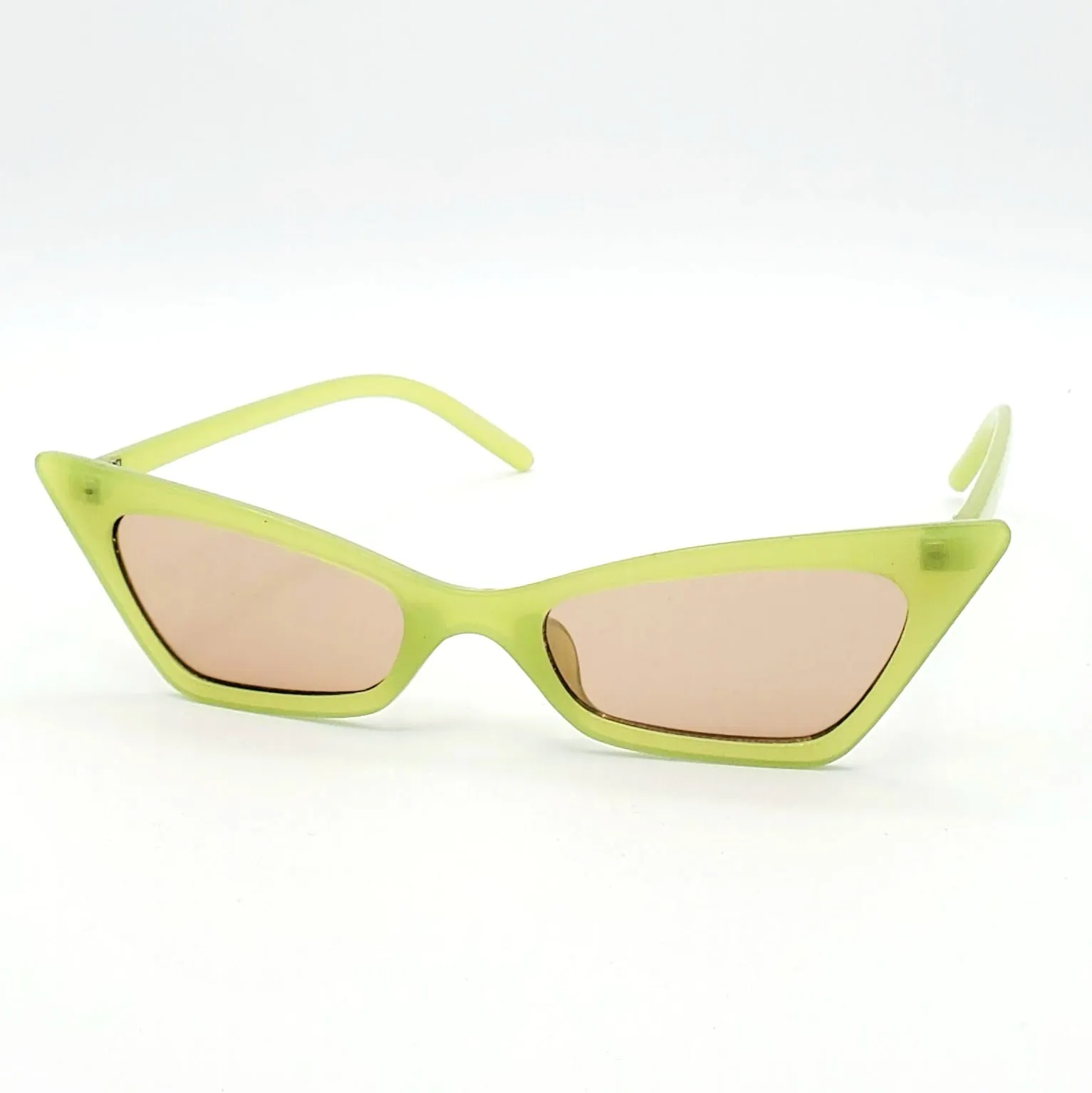 Narrow Geometric Cat Eye Sunglasses - Green