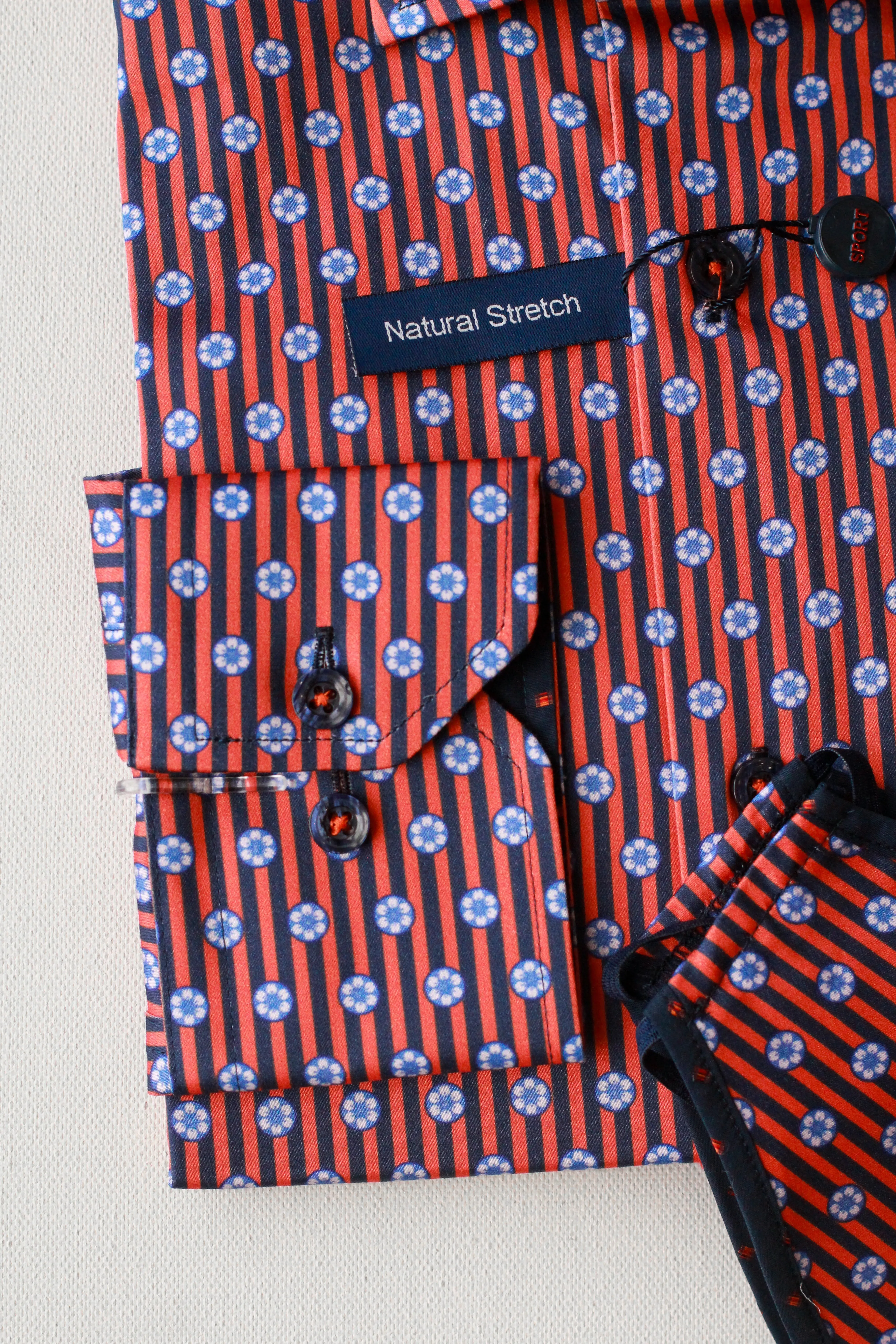 Navy and Red Stripes with Blue Flowers