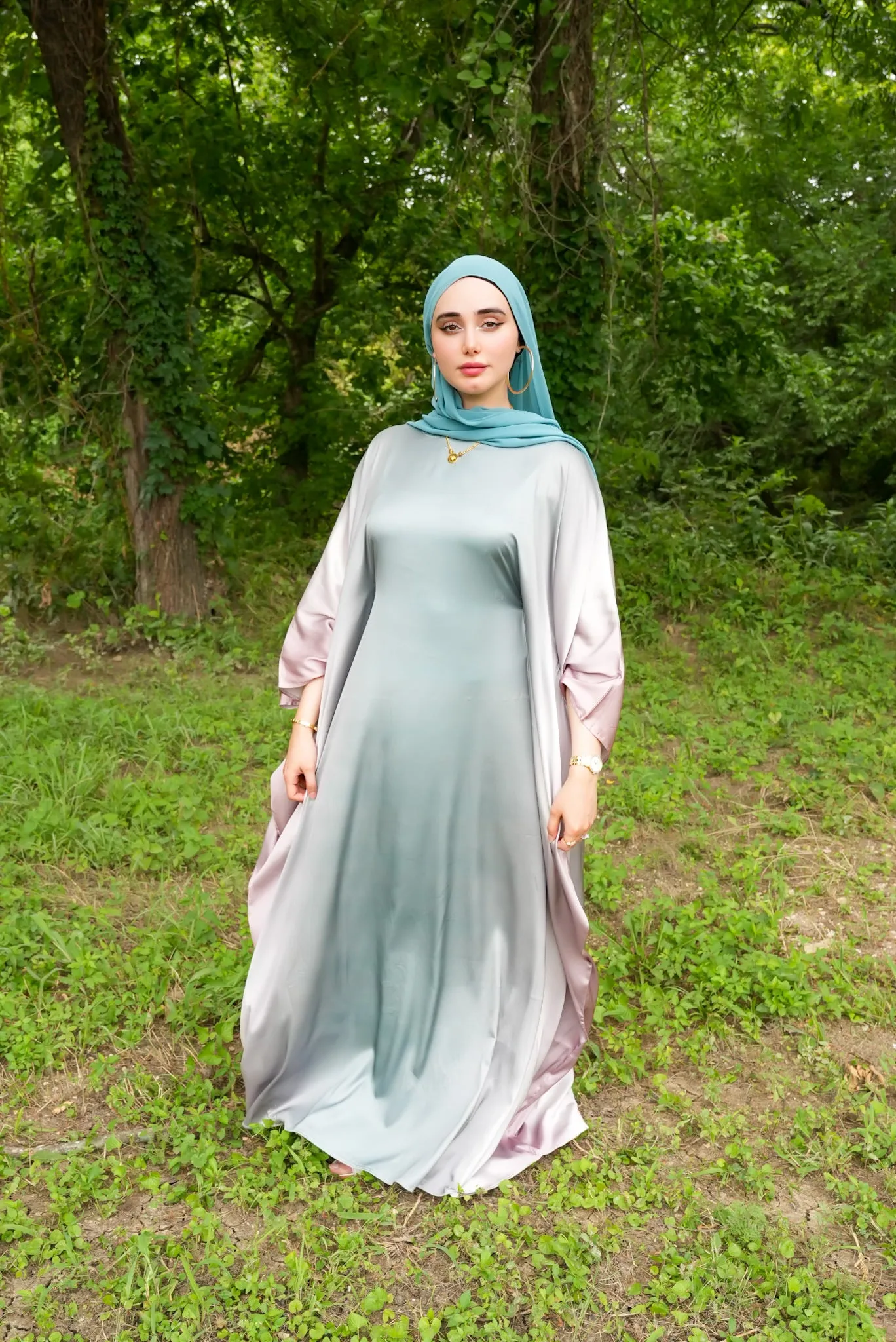 Ombré Satin Kaftan - Cotton Candy