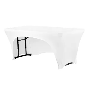 Open Back Stretch Spandex Table Cover 6 FT Rectangular - White