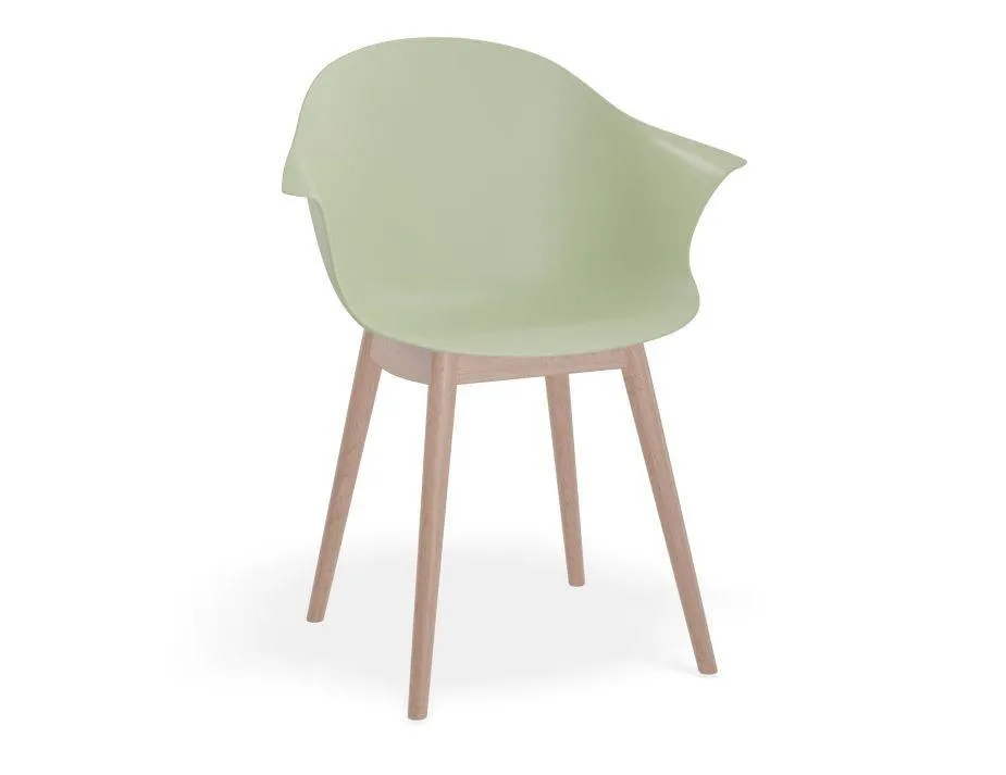 Pebble Armchair Mint Green with Shell Seat - Pyramid Fixed Base