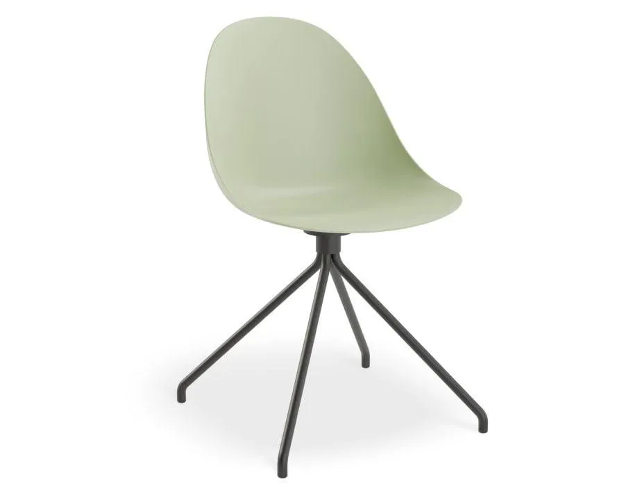 Pebble Chair Mint Green with Shell Seat - 4 Post Stackable  Base - White