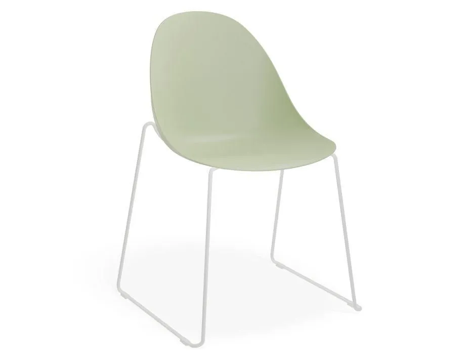 Pebble Chair Mint Green with Shell Seat - 4 Post Stackable  Base - White