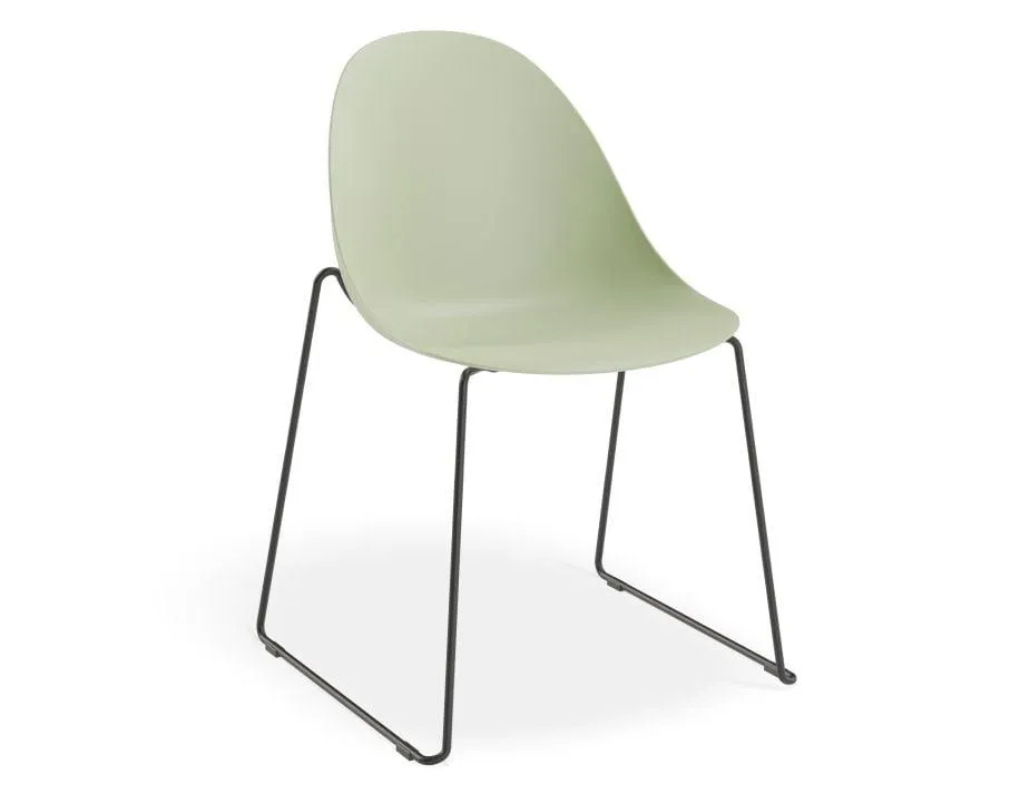 Pebble Chair Mint Green with Shell Seat - 4 Post Stackable  Base - White