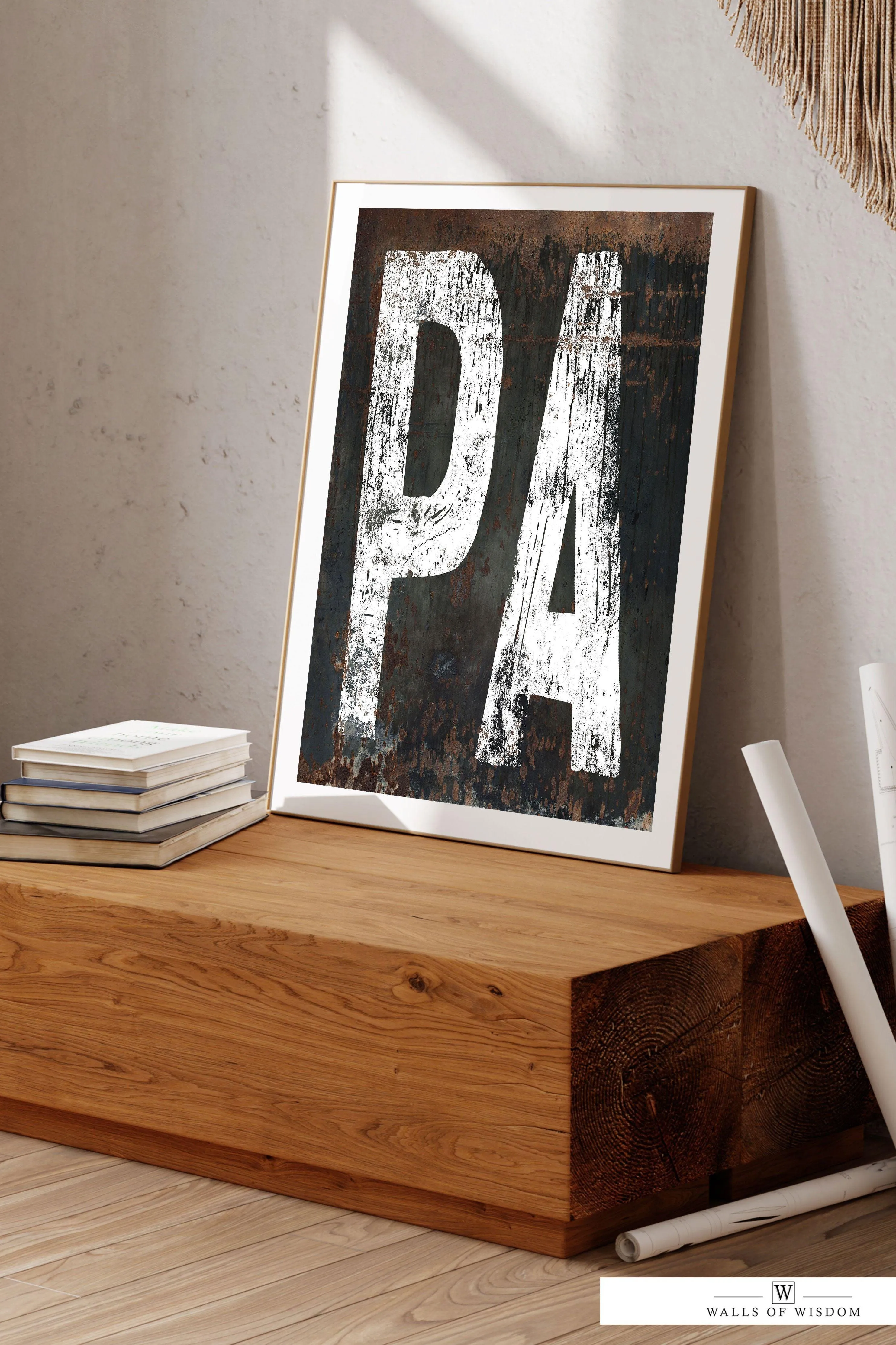 Pennsylvania Home State Typographic Western Poster  - PA State Sign Southwest Print Wall Art