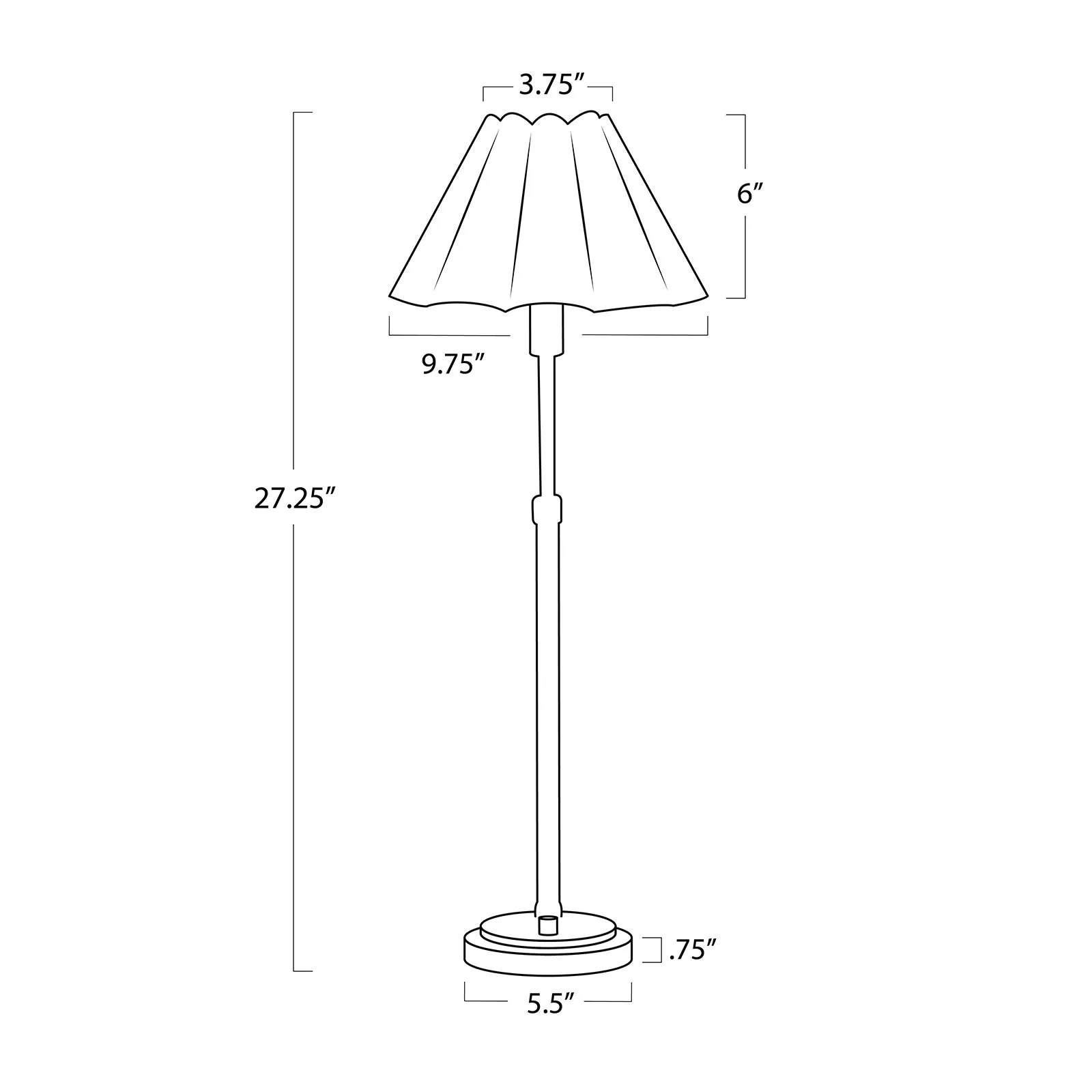 Polly Buffet Lamp (Natural Brass with Green Scalloped Shade)