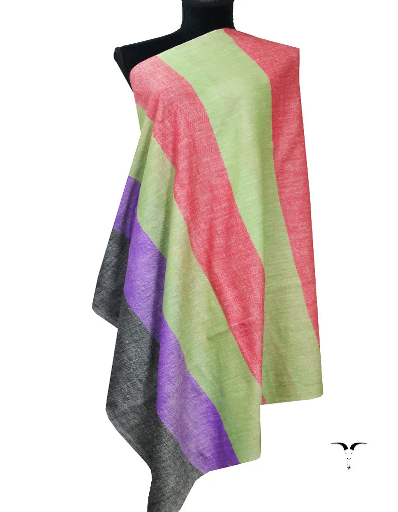 Purple Green and Black Striped Pashmina Shawl 7233